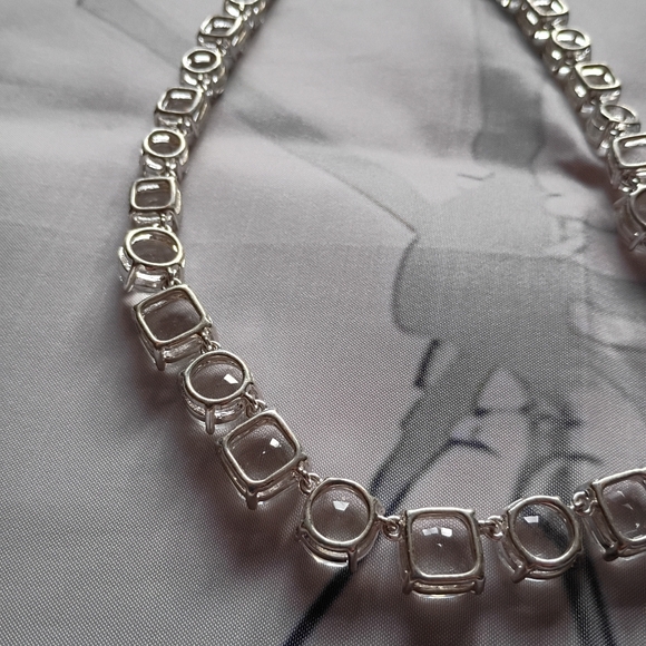 Charter Club Crystal Rhinestone Silver Tone statement Necklace Runway - Picture 7 of 10
